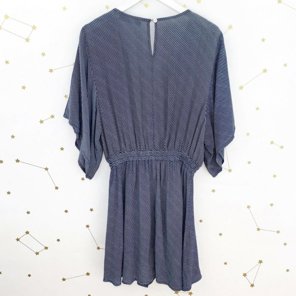 Faithfull The Brands navy blue and white tie front dress size four